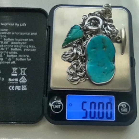 Amy Kahn Russell AKR Sterling Silver Turquoise Necklace - 16".  50 grams - Picture 14 of 14